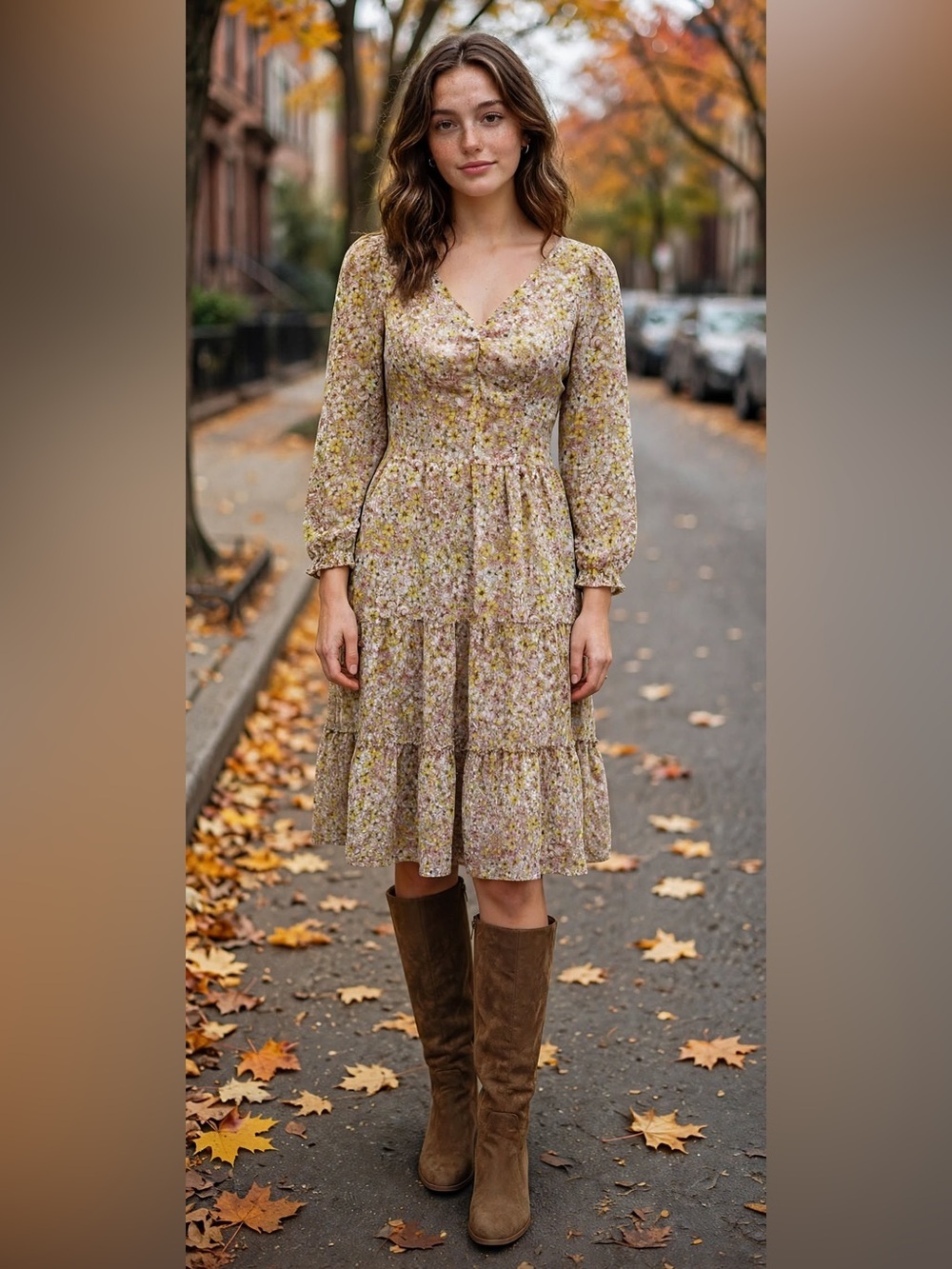 Sincerely Jules Floral Smocked Midi Dress S | Long Sleeve Boho Prairie Style